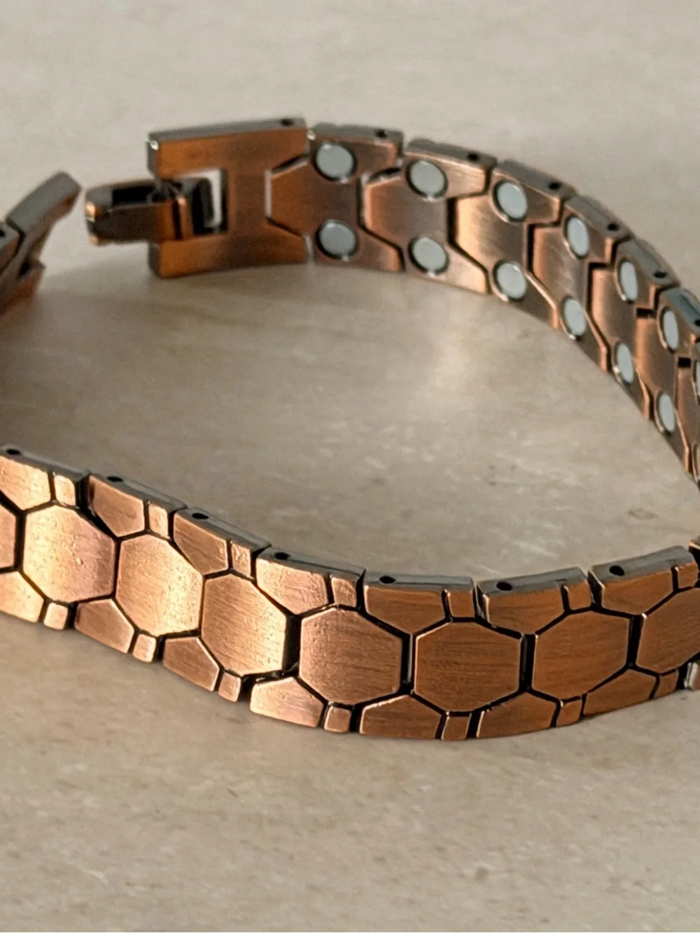 Mens Copper Magnetic semi circle design Link Bracelet Can Remove Links